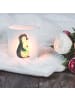 Mr. & Mrs. Panda Windlicht Pinguin Blumen ohne Spruch in Transparent