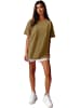 Reichstadt Damen Oversized T-Shirt Brand Stick in Khaki