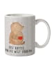 Mr. & Mrs. Panda Coffee Mug Bär Kaffee mit Spruch in Grau Pastell