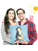 Mr. & Mrs. Panda Kissen für Sofa Pinguin Blumen ohne Spruch in Eisblau