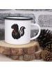 Mr. & Mrs. Panda XL Emaille Tasse Stinktier Blume ohne Spruch in Weiß