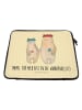 Mr. & Mrs. Panda Laptop Sleeve Bären mit Blumenkranz mit Spruch in Gelb Pastell