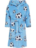 Playshoes Fleece-Bademantel Fußball in Blau