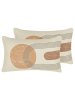 Beliani 2er-Set Dekokissen NASTURTIUM in Beige/Bunt/Braun