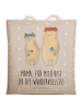 Mr. & Mrs. Panda Shopper Bären mit Blumenkranz mit Spruch in Grau Pastell