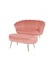 SalesFever Polsterhocker oval mit Chromfüßen in Goldoptik und Samtbezug in Rose
