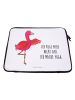 Mr. & Mrs. Panda Notebook Tasche Flamingo Yoga mit Spruch in Weiß