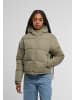 Urban Classics Urban Classics Ladies Peached Puffer Jacket With Hood in paleolive