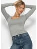 SASSYCLASSY Langarmshirt mit Ausschnitt in Grau