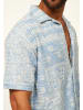 CARISMA Kurzarmhemd - gemustert als lässiges Sommerhemd - Poloshirt für Herren in Blau