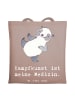 Mr. & Mrs. Panda Tote Bag Panda Kampfkunst mit Spruch in Braun Pastell