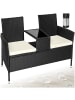 tectake Rattan Gartensitzbank Narbonne 131 x 59 x 82 cm, schwarz/beige