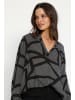 Kaffe Langarm-Bluse KAdebra Regular fit in Black / White Graphic Lines