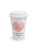 Mr. & Mrs. Panda Travel Mug Faultiere Herz mit Spruch in Weiß