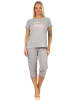 NORMANN Kurzarm Capri Schlafanzug Pyjama Schmetterlings - 66907 in grau