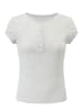 SASSYCLASSY Geripptes T-Shirt mit Knopfleiste in Grau