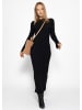 SASSYCLASSY Maxi-Strickkleid in Rippoptik in Schwarz