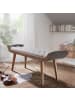 KADIMA DESIGN Sitzbank Stoff | 125x51x38cm, Massivholz Grau, Chesterfield