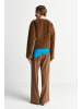 Rich & Royal Boxy Faux Fur Jacket Collarless in Hazel