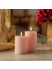 MARELIDA LED Kerze TWIST Echtwachs gedreht flackernd H: 15cm in rosa