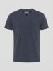 KOROSHI Henley cotton print-emb washed t-shirt in blau