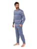 NORMANN Schlafanzug lang Pyjama Bündchen Kuschel interlock - 86896 in blau
