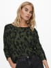 ONLY Print 3/4 Arm Shirt Dünner Rundhals Muster Pullover ONLELCOS in Schwarz-5