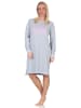 NORMANN Langarm Kuschel Interlock Nachthemd Frontprint - 87681 in grau-mel.