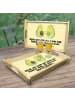 Mr. & Mrs. Panda Holz Tablett Avocado Pärchen mit Spruch in Gelb Pastell