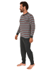 NORMANN langarm Schlafanzug Bündchen Pyjama Streifen - 83112 in grau/rot