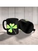 Mr. & Mrs. Panda Kaffeetasse Blume Kleeblatt ohne Spruch in Schwarz
