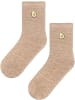 normani 2 Paar Kuschelsocken mit Stickerei in Beige
