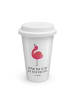 Mr. & Mrs. Panda To Go Becher Flamingo Stolz mit Spruch in Weiß