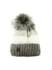 Faera Mütze mit Innenfutter im Herbst oder Winter Bommel-Mütze in Grau