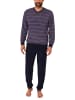 NORMANN Frottee Schlafanzug Pyjama Bündchen Streifen - 49667 in marine