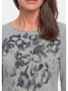 GOLDNER Motivshirt mit Glitzersteinen in grau / melange