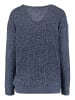 Hailys Weicher Grobstrick Pullover mit V-Streifen Design Sweater Pi44pa in Blau