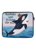 Mr. & Mrs. Panda Laptop Sleeve Orca Zylinder Design mit Spruch in Weiß