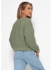 SASSYCLASSY Zopfstrick-Cardigan mit Knopfleiste in Salbeigrün