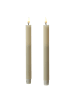 Deluxe Homeart 2x LED Stabkerzen Mia Tafelkerzen Echtwachs H: 24cm in creme