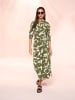 Heine Maxikleid in oliv-champagner-gemustert