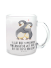 Mr. & Mrs. Panda Glas Pinguine Kuscheln mit Spruch in Transparent