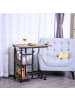 HOMCOM Beistelltisch-80L x 40B x 72-82H cm-Rustikal-Braun