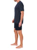 NORMANN Kurzarm Schlafanzug Shorty Pyjama Minimalprint in navy