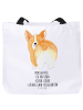 Mr. & Mrs. Panda Strandtasche Corgi Po mit Spruch in Weiß