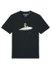 wat? Apparel T-Shirt Alien on a paper plane in Schwarz