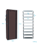 Intirilife Faltschrank 170x58x28 cm Stoffschrank Kleiderschrank Schuhregal in Braun