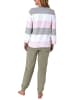 NORMANN Frottee Pyjama Bündchen Block Streifen - 69375 in rosa
