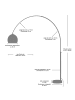 SalesFever Bogenlampe 208 cm höhenverstellbar dimmbar Marmorfuß und Lampenschirm in Chrom
