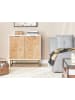 Beliani Sideboard ALASKA in Weiß/Heller Holzfarbton/Gold - (W) 80 x (H) 80 x (L) 40 cm